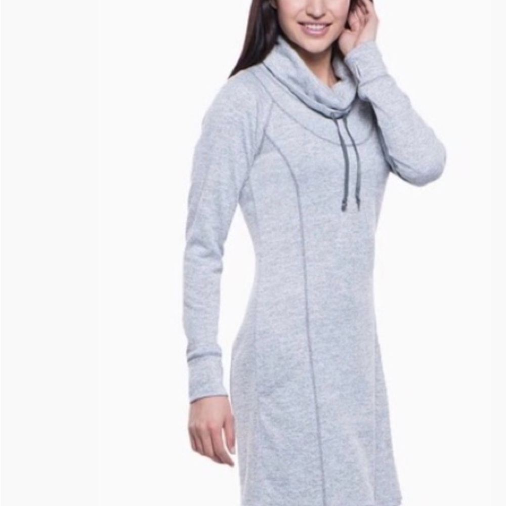 Women's Gray Cowl Neck Sweater Dress